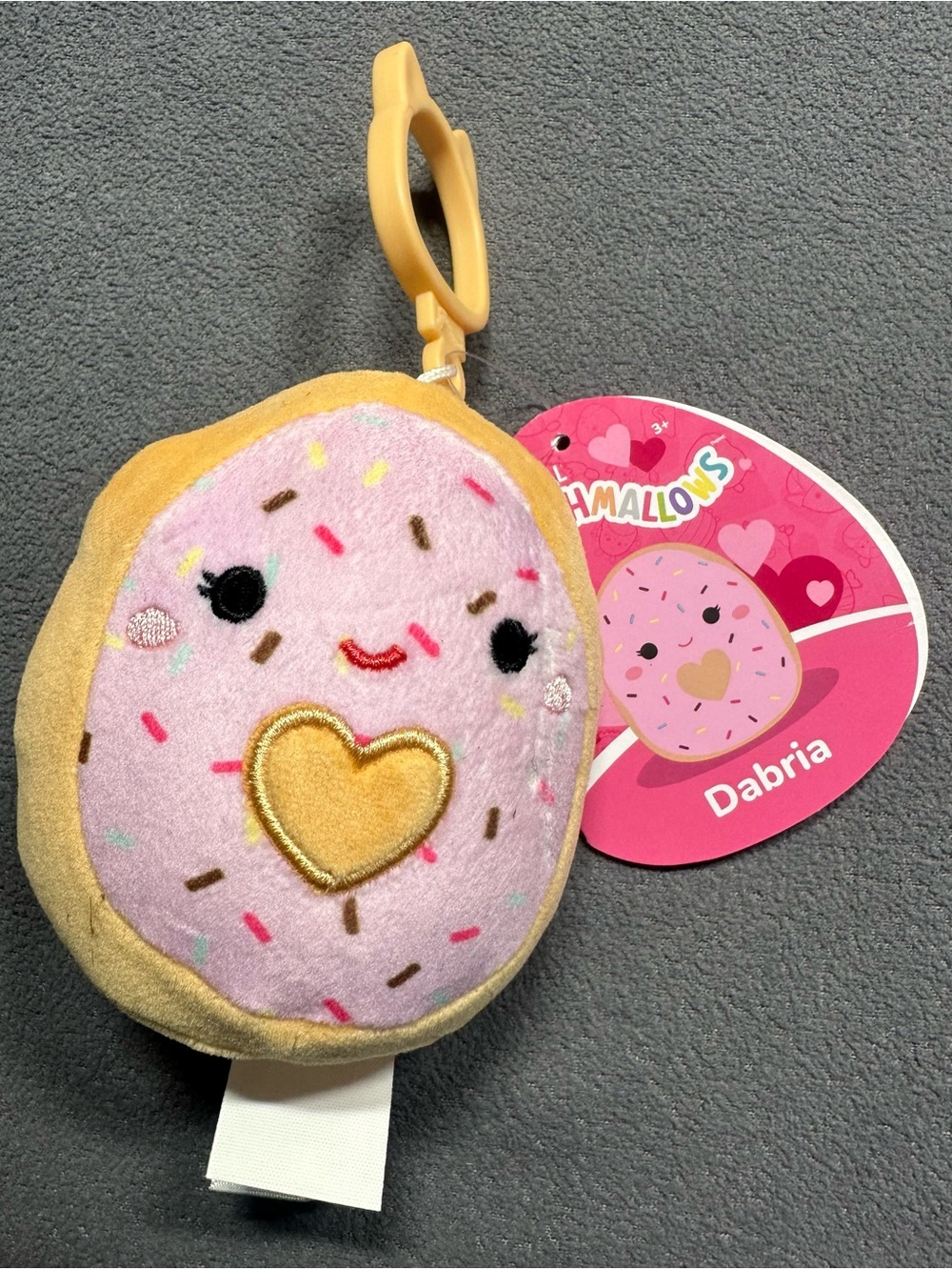 Squishmallows Dabria Pink & Gold Donut Clip-On Plush